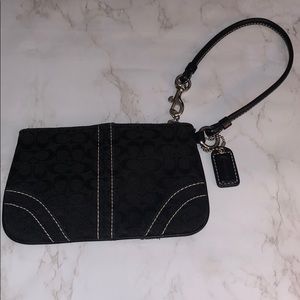 Coach black signature canvas wristlet